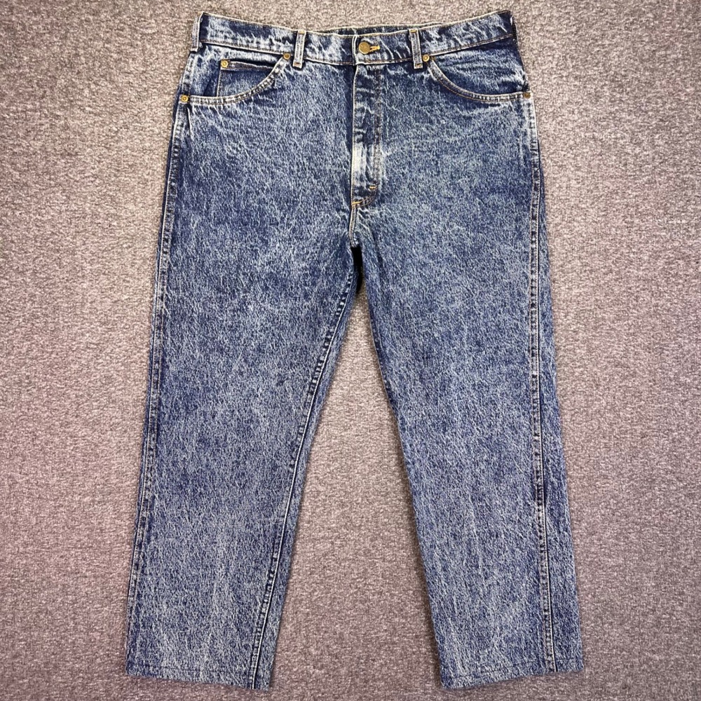 Lee Riders Jeans Mens 34x26 Acid Wash Grunge Vintage 80s High Rise Cropped USA